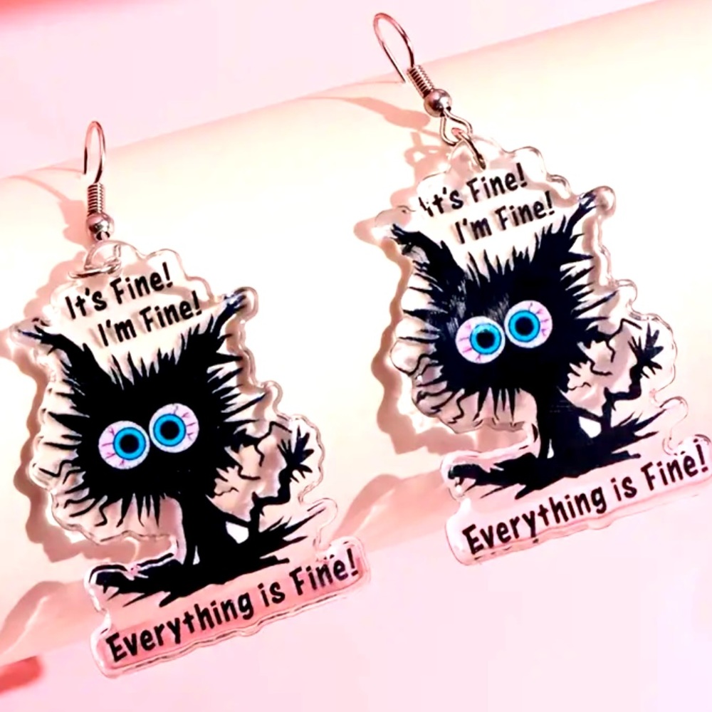 Acrylic Funny Cat Earrings
